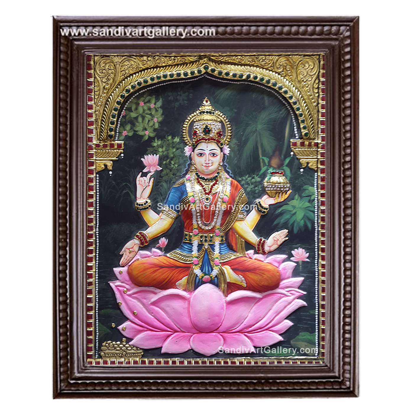 Maha Lakshmi 3D Super Embossed Tanjore Painting