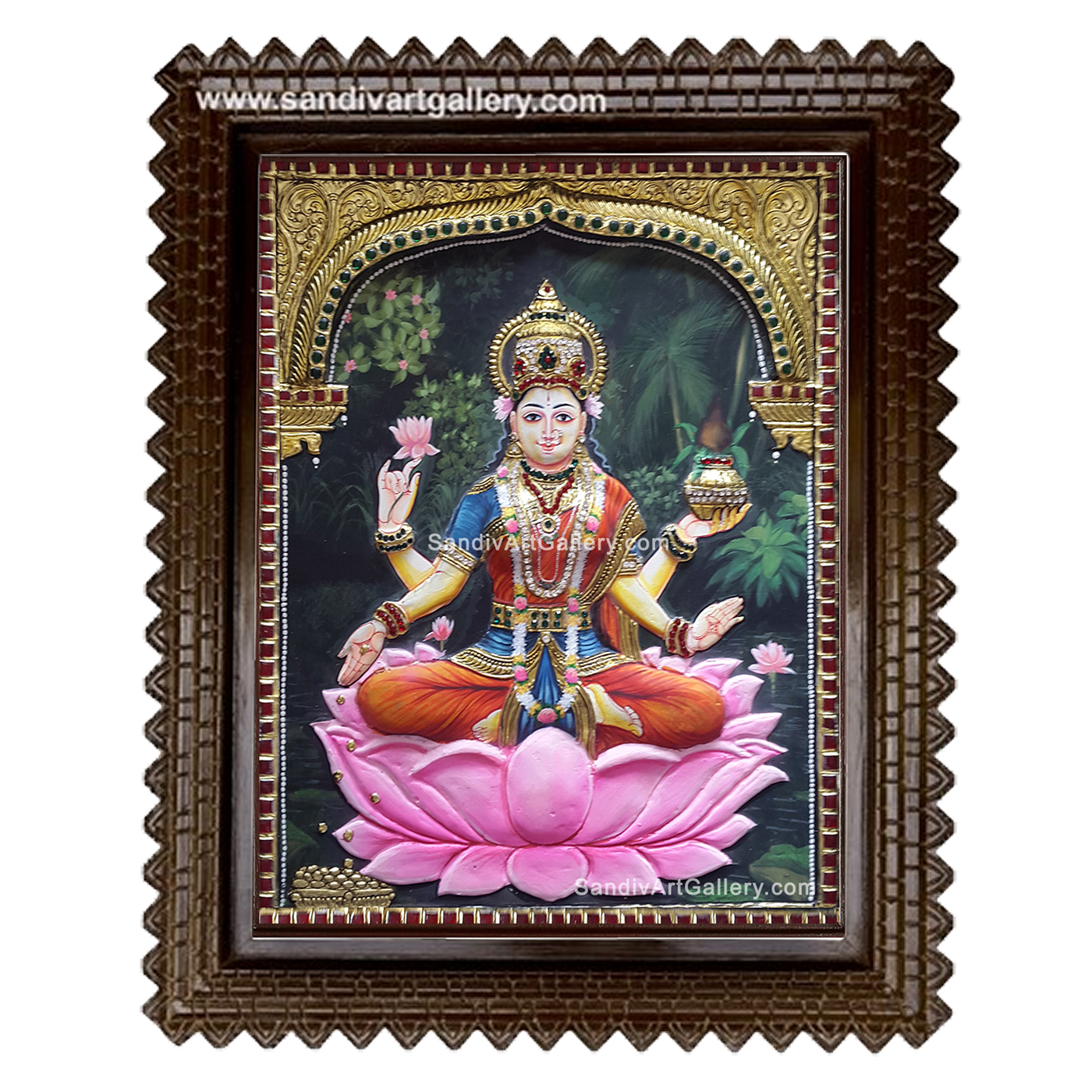 Maha Lakshmi 3D Super Embossed Tanjore Painting