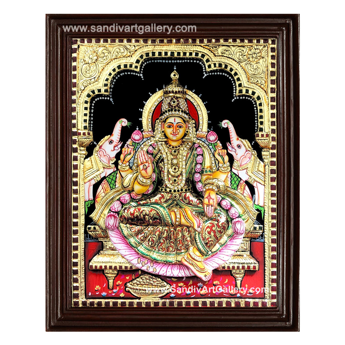 Ghajalakshmi 3D Embossed Tanjore Painting