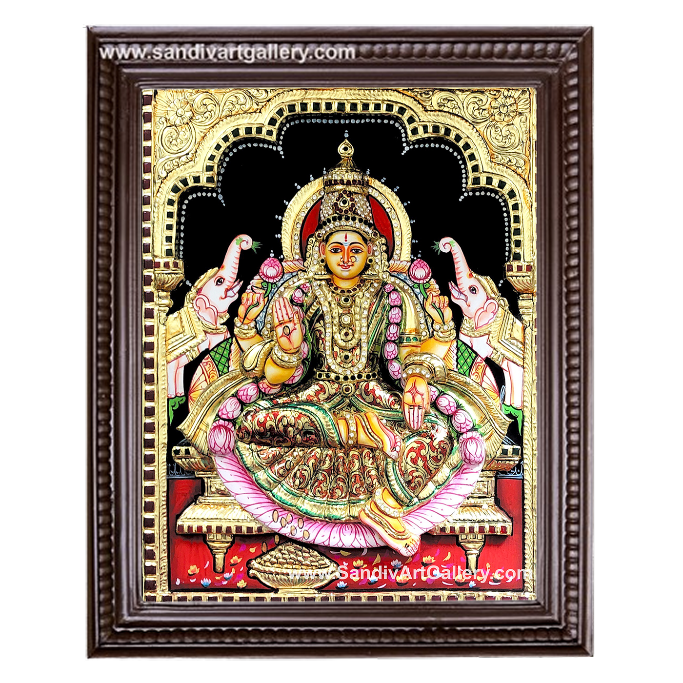 Ghajalakshmi 3D Embossed Tanjore Painting