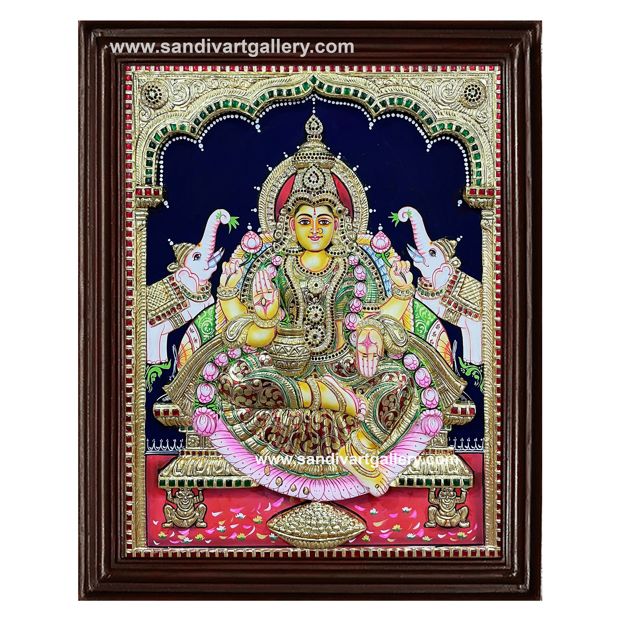 Ghajalakshmi 3D Embossed Tanjore Painting