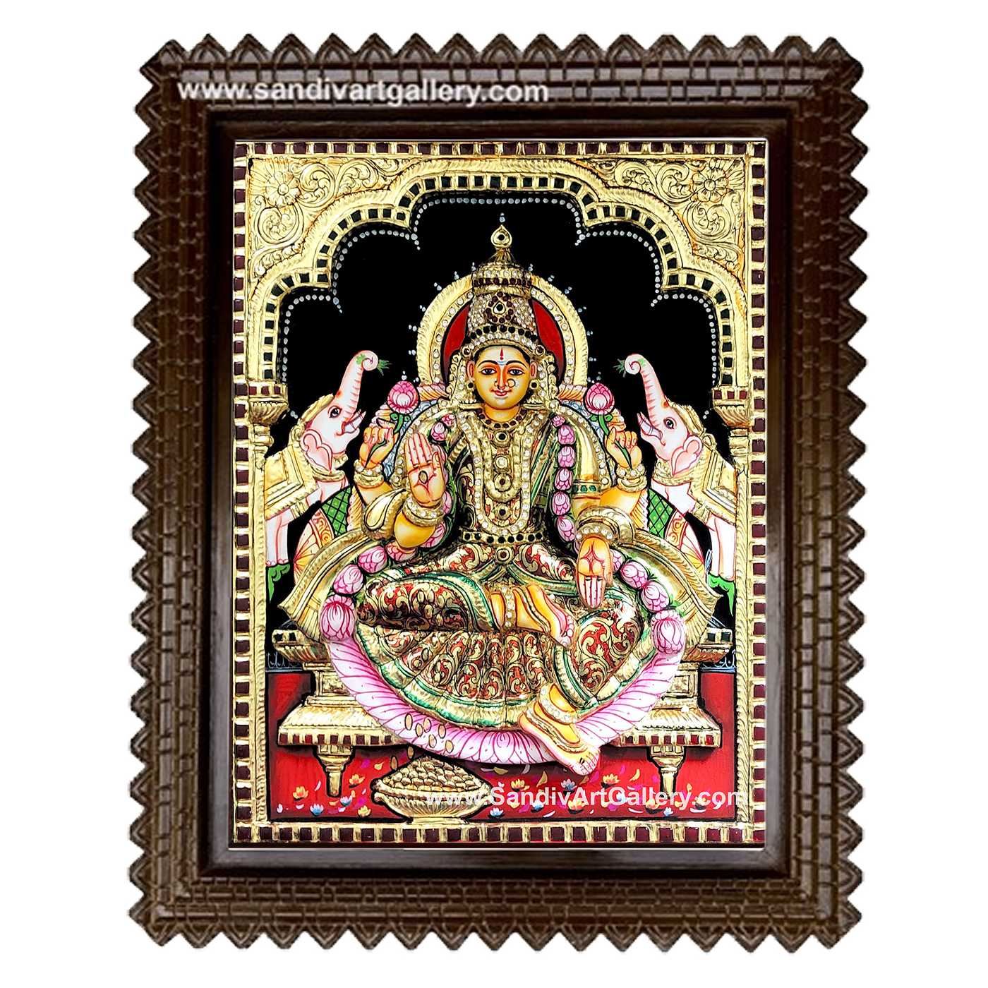 Ghajalakshmi 3D Embossed Tanjore Painting