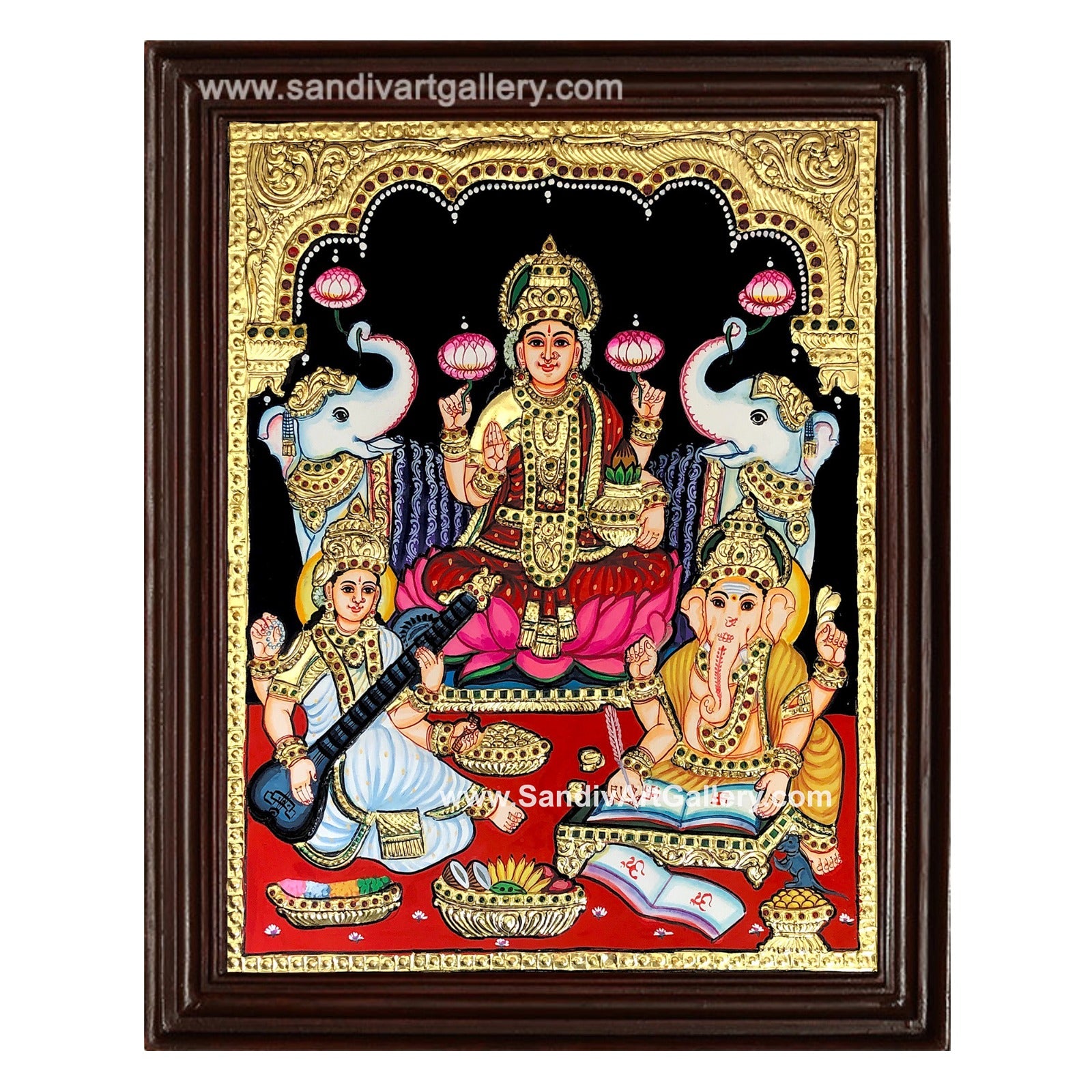 Vinayagar Lakshmi Saraswathi Tanjore Painting
