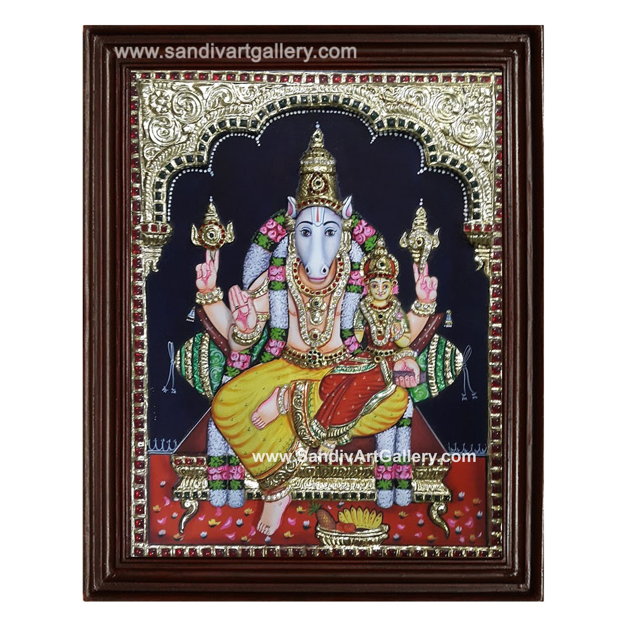 Lakshmi Hayagreevar 3D Embossed Tanjore Painting