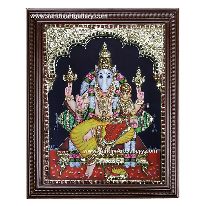 Lakshmi Hayagreevar 3D Embossed Tanjore Painting
