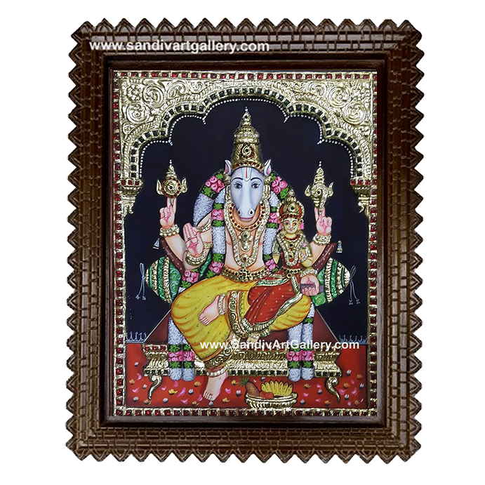 Lakshmi Hayagreevar 3D Embossed Tanjore Painting