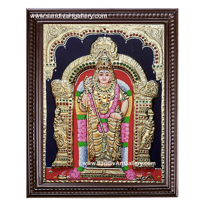 Murugan Semi Embossed Tanjore Painting