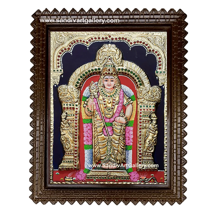 Murugan Semi Embossed Tanjore Painting