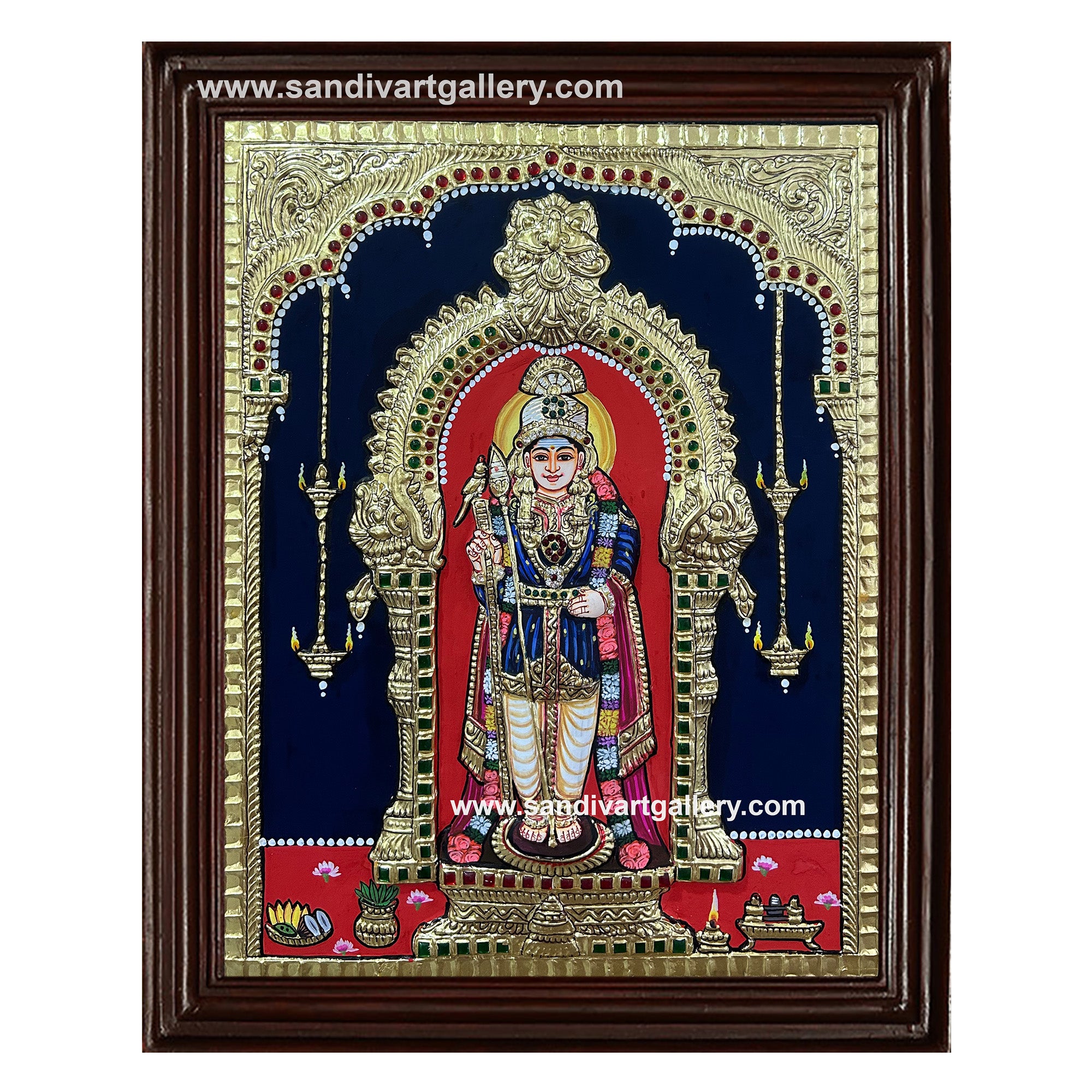 Murugan 2D Embossed Tanjore Painting