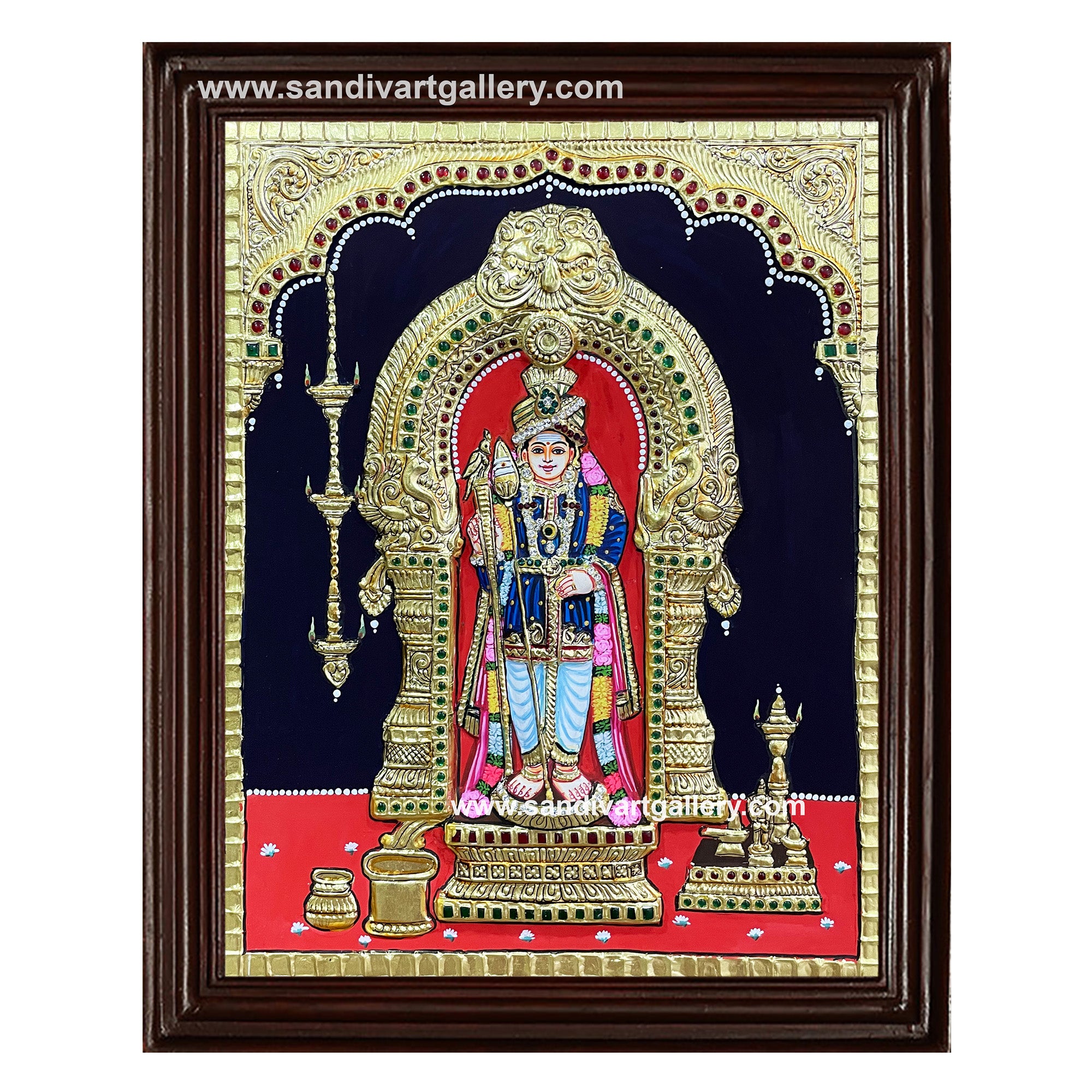 Murugan Semi Embossed Tanjore Painting 1
