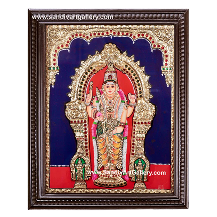 Thiruchendur Murugan Semi Embossed Tanjore Painting
