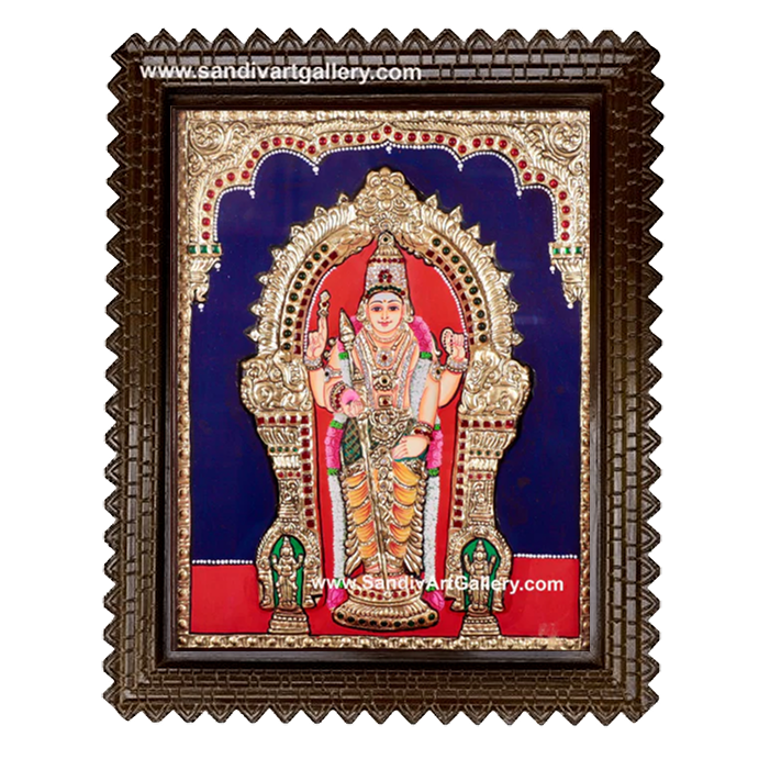 Thiruchendur Murugan Semi Embossed Tanjore Painting