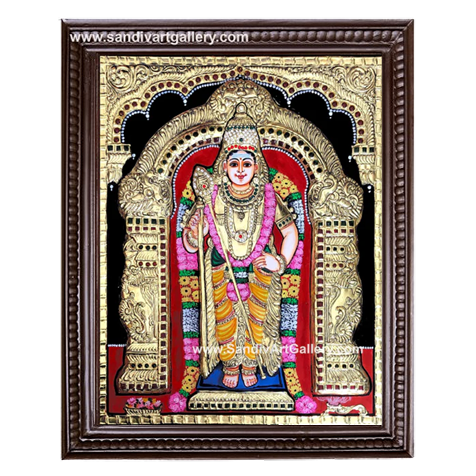 Murugan Double Embossed Tanjore Painting
