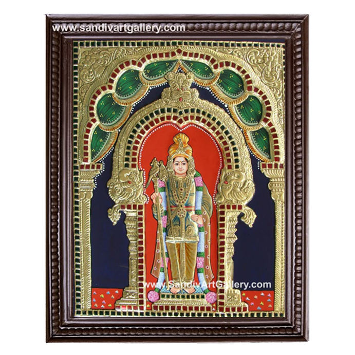 Palani Raja Alakara Murugan 2D Embossed Tanjore Painting