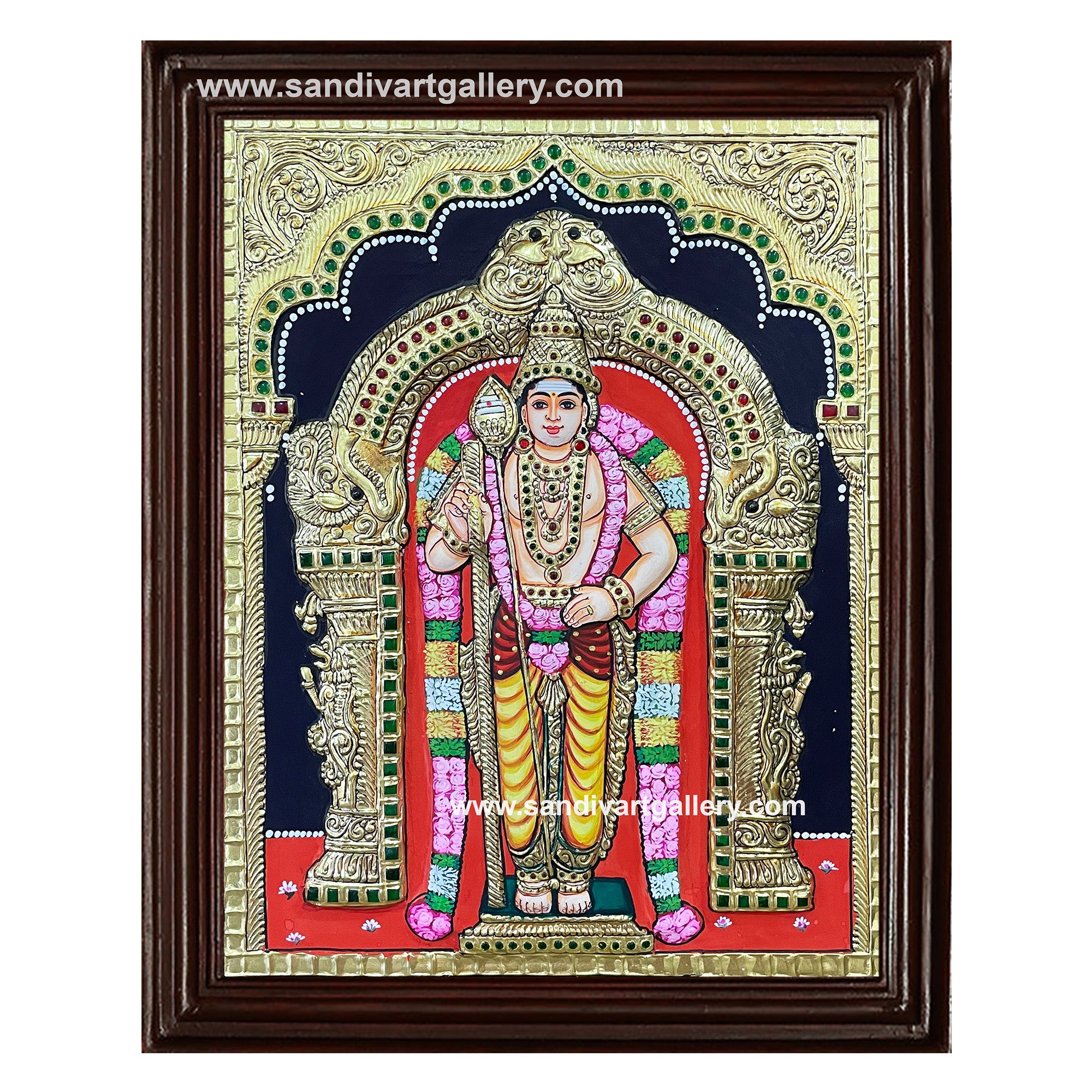 Thiruchendur Murugan Semi Embossed Tanjore Painting 1