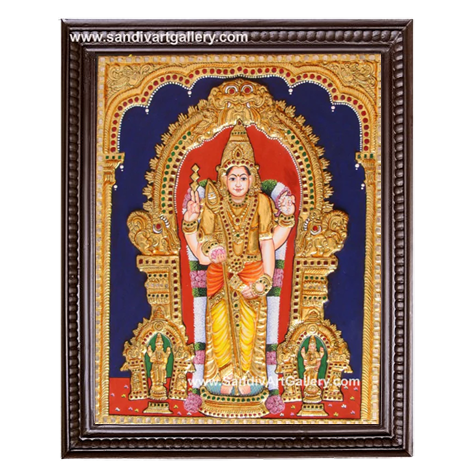 Thiruchendur Murugan Semi Embossed Tanjore Painting 1