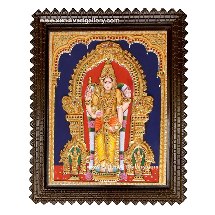 Thiruchendur Murugan Semi Embossed Tanjore Painting 1