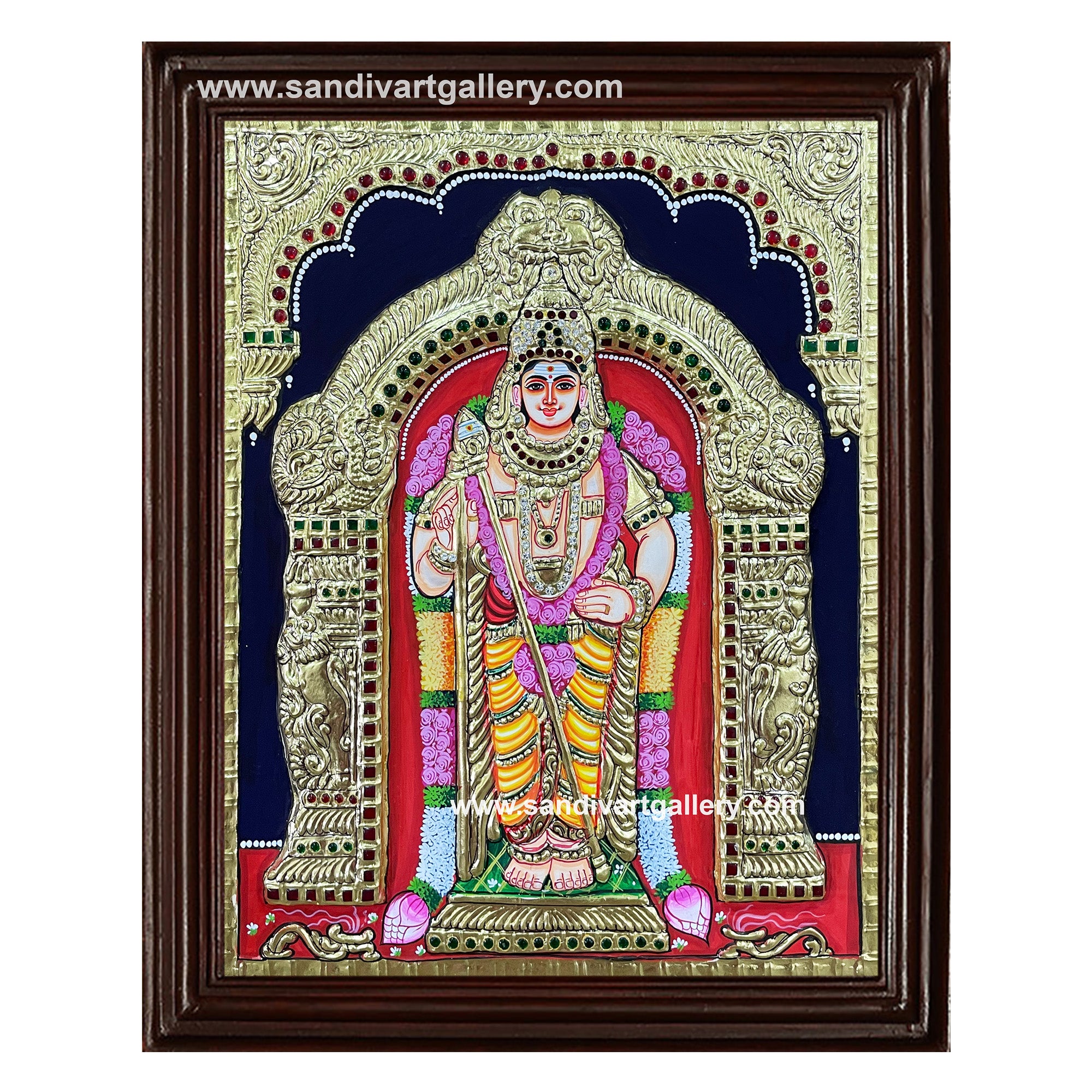 Murugan Double Embossed Tanjore Painting 1