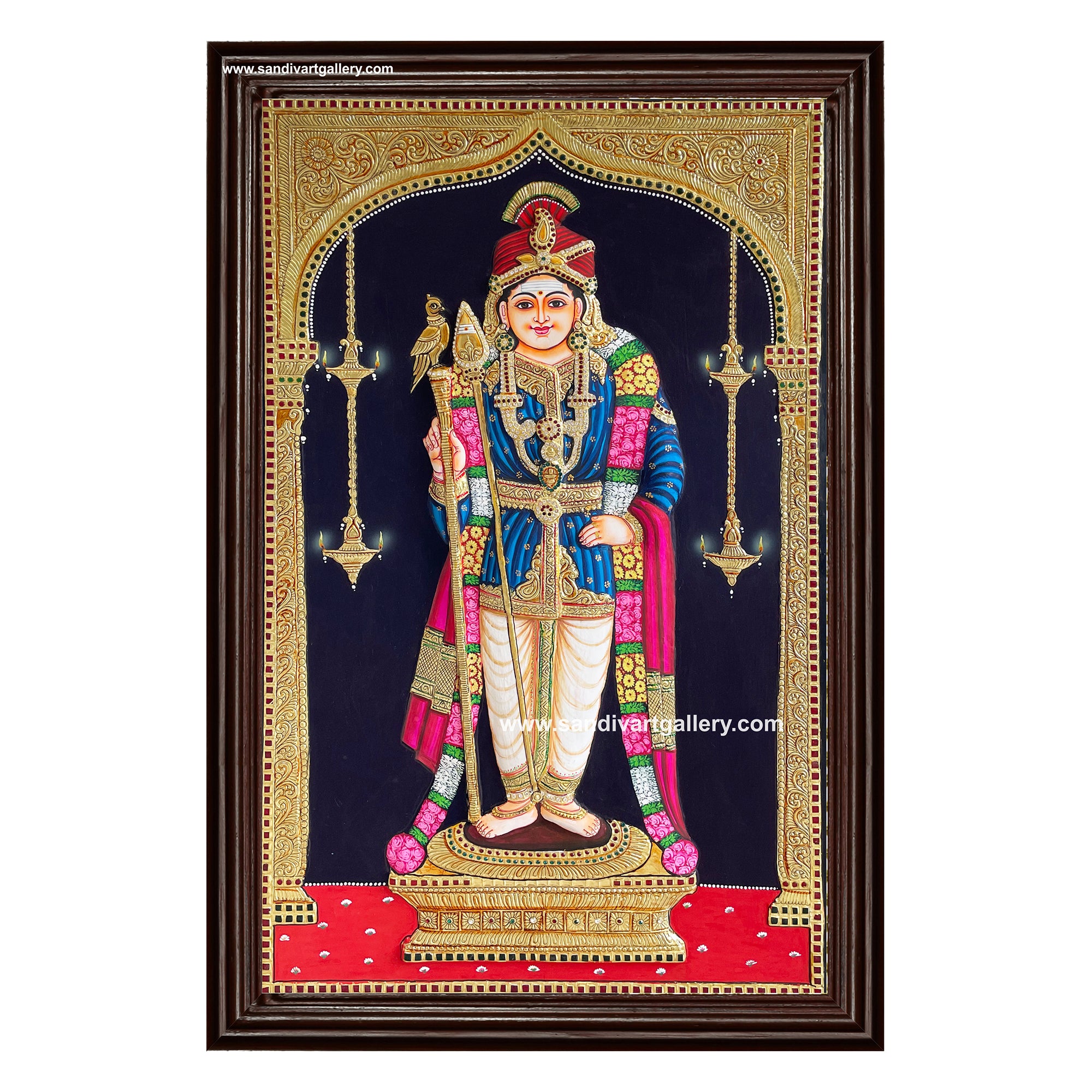 Murugar Semi Embossed Tanjore Painting