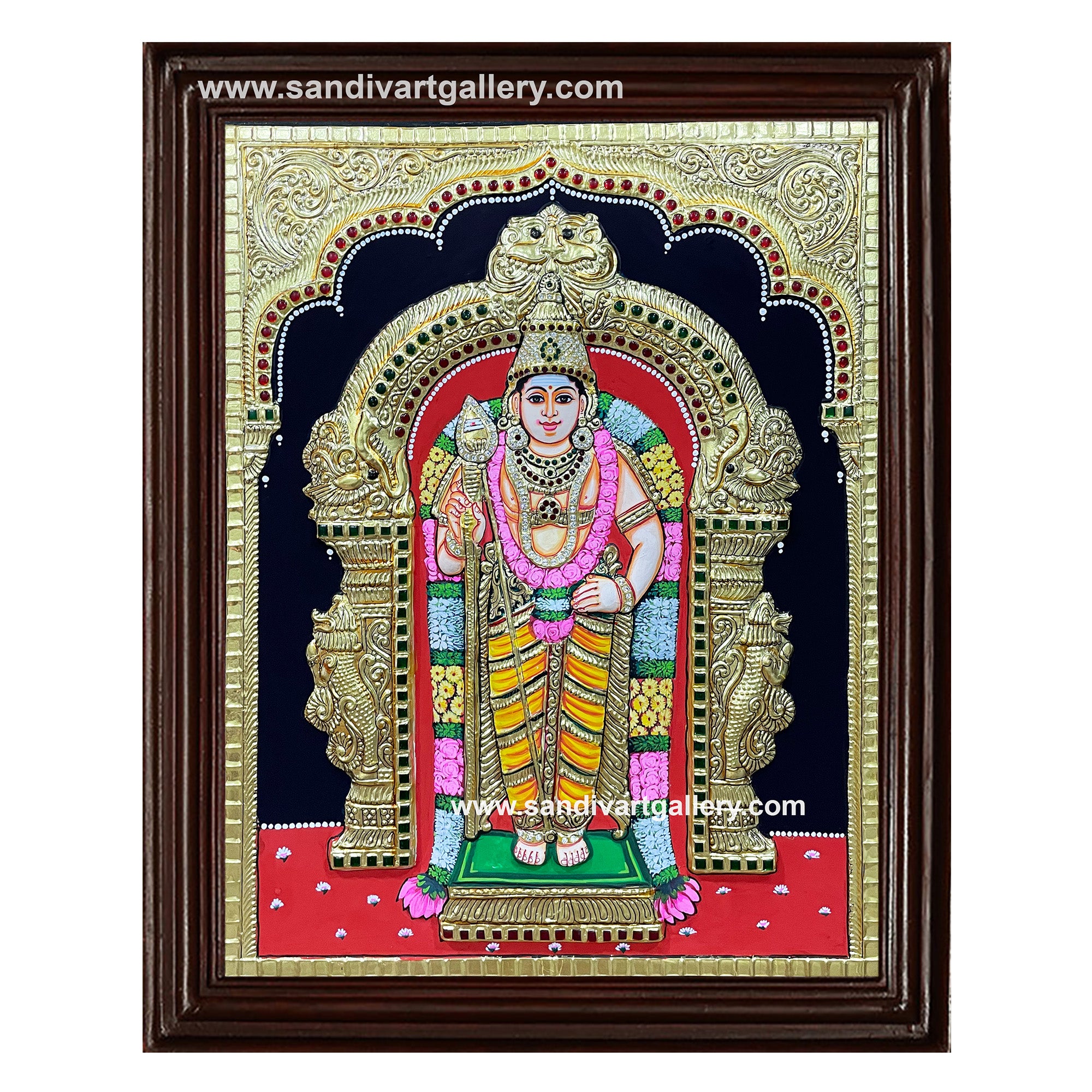 Murugar Embossed Tanjore Painting