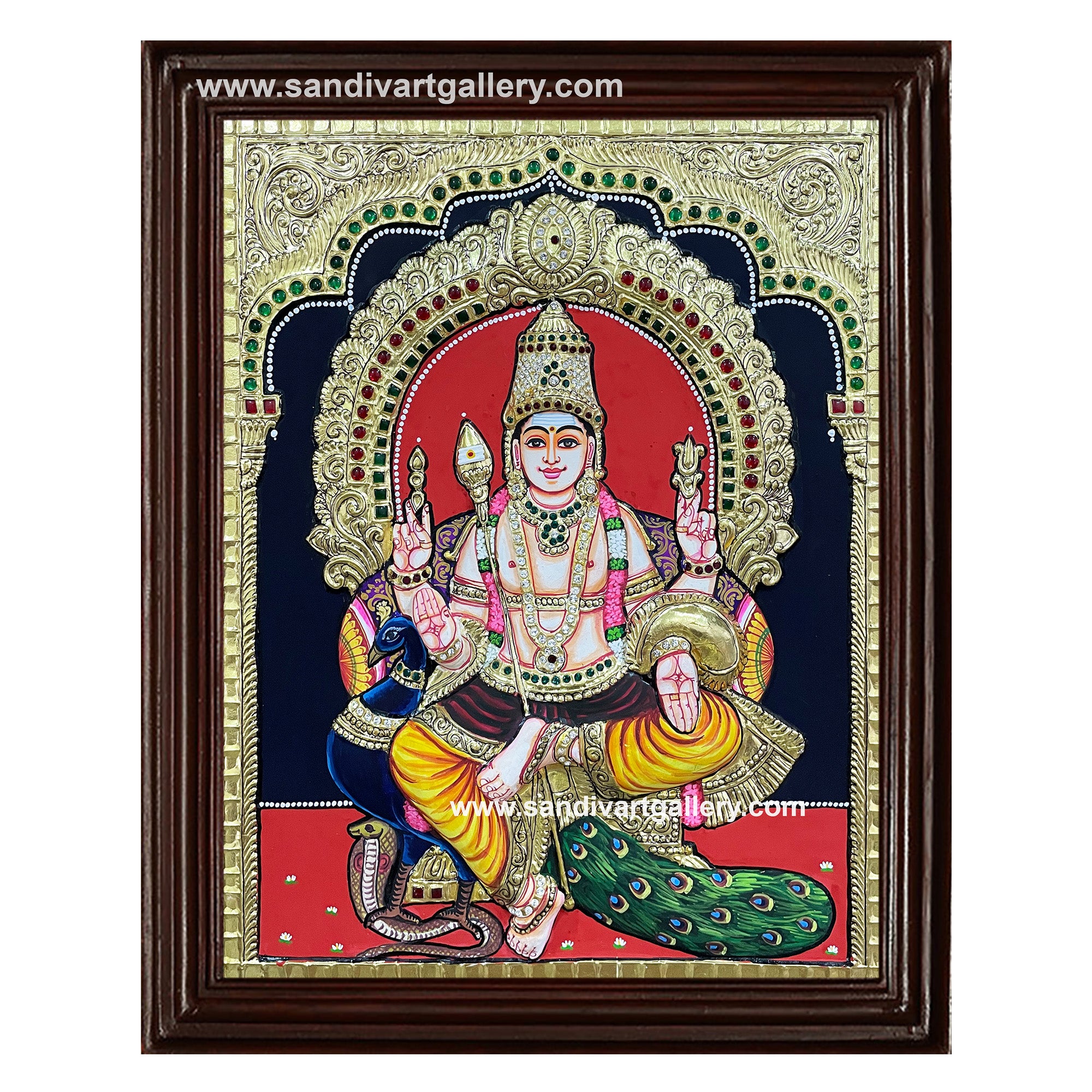 Murugar Embossed Tanjore Painting