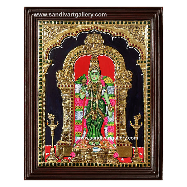 Meenakshi Amman with Lingam Tanjore Painting
