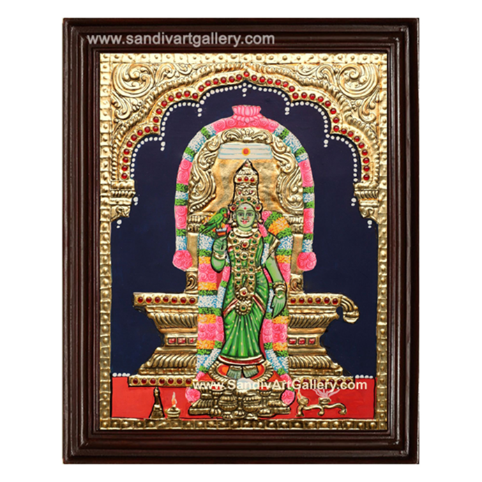Meenakshi Amman with Lingam Tanjore Painting