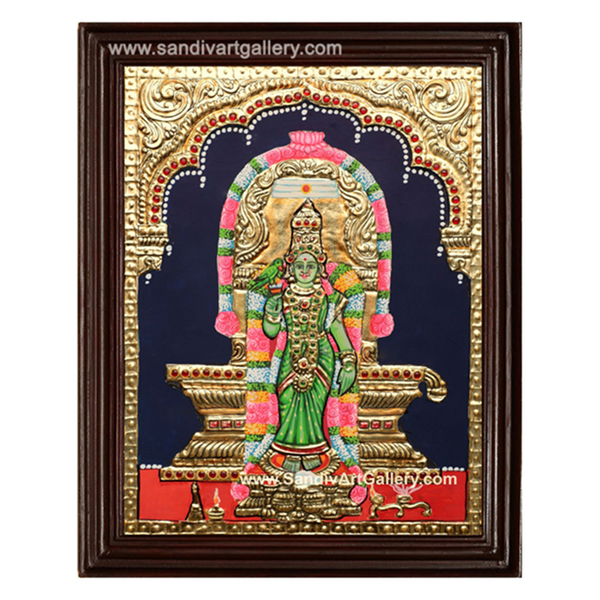 Meenakshi Amman with Lingam Tanjore Painting