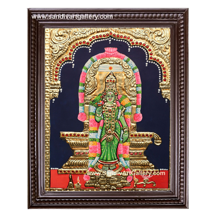 Meenakshi Amman with Lingam Tanjore Painting