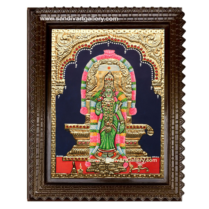 Meenakshi Amman with Lingam Tanjore Painting