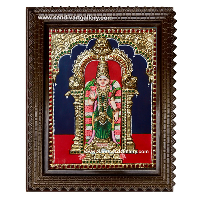 Madurai Meenakashi Amman 2D Embossed Tanjore Painting