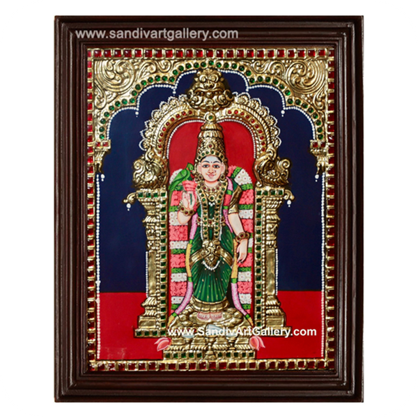 Madurai Meenakashi Amman 2D Embossed Tanjore Painting