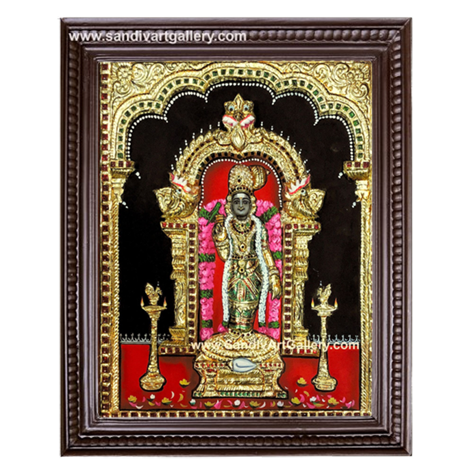 Meenakshi Amman 3D Embossed Tanjore Painting