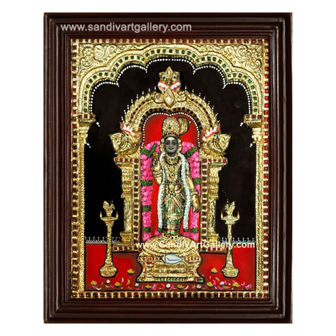 Meenakshi Amman 3D Embossed Tanjore Painting