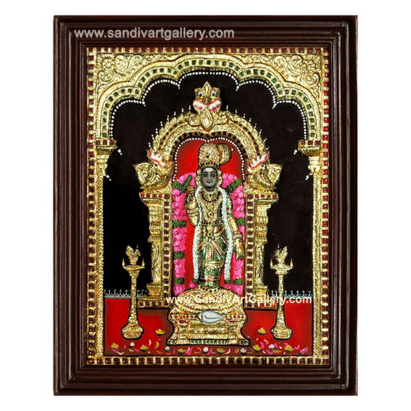 Meenakshi Amman 3D Embossed Tanjore Painting