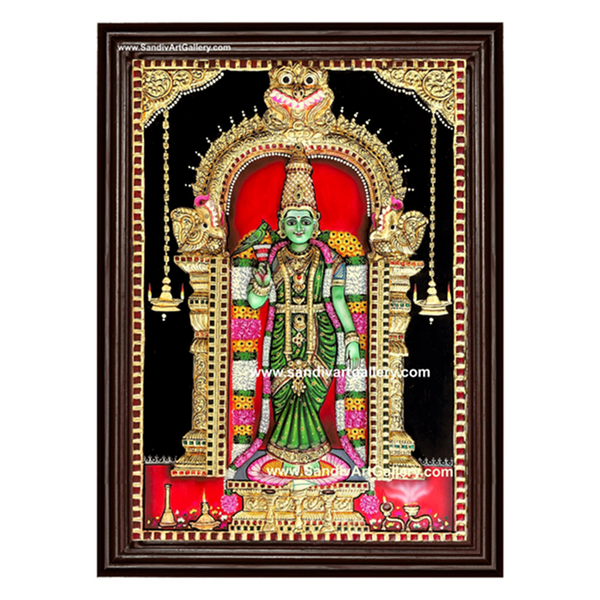 Madurai Meenakshi Amman 3D Embossed Tanjore Painting