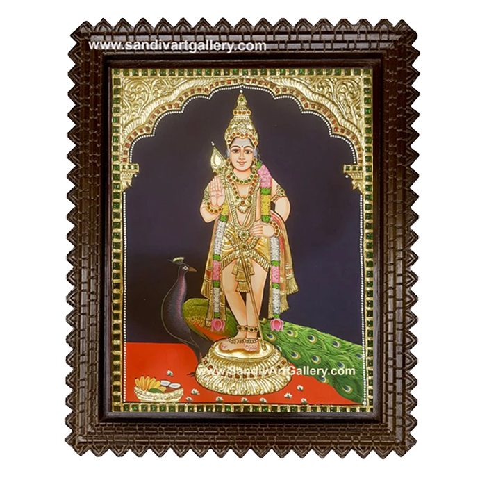 Murugan Peacock Tanjore Painting