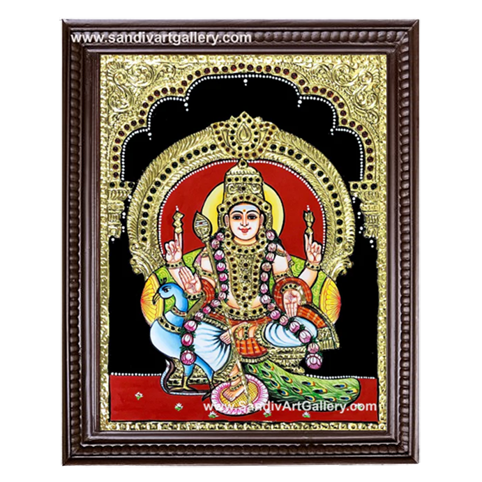 Karthikeyan with Peacock Tanjore Painting