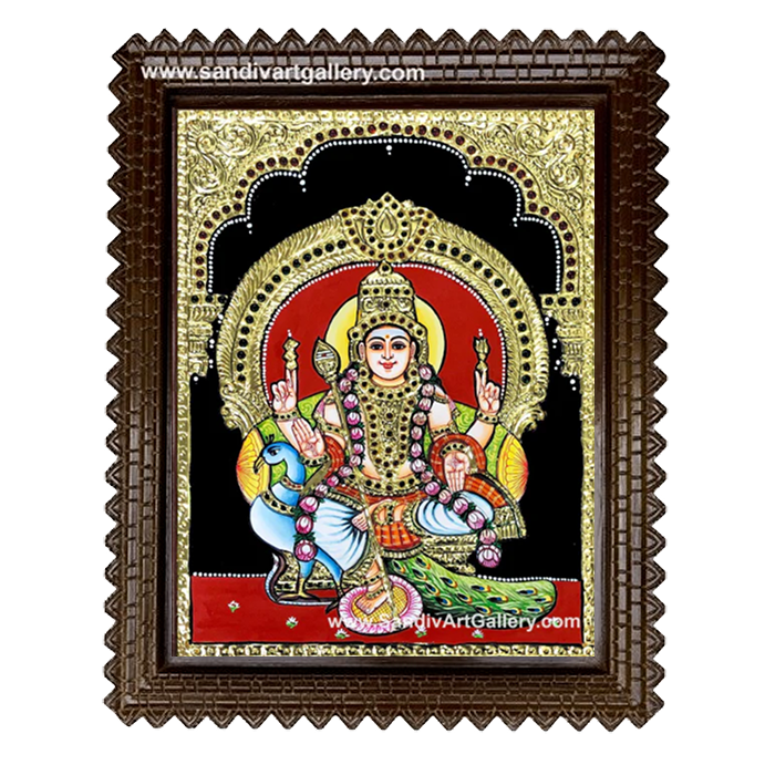 Karthikeyan with Peacock Tanjore Painting