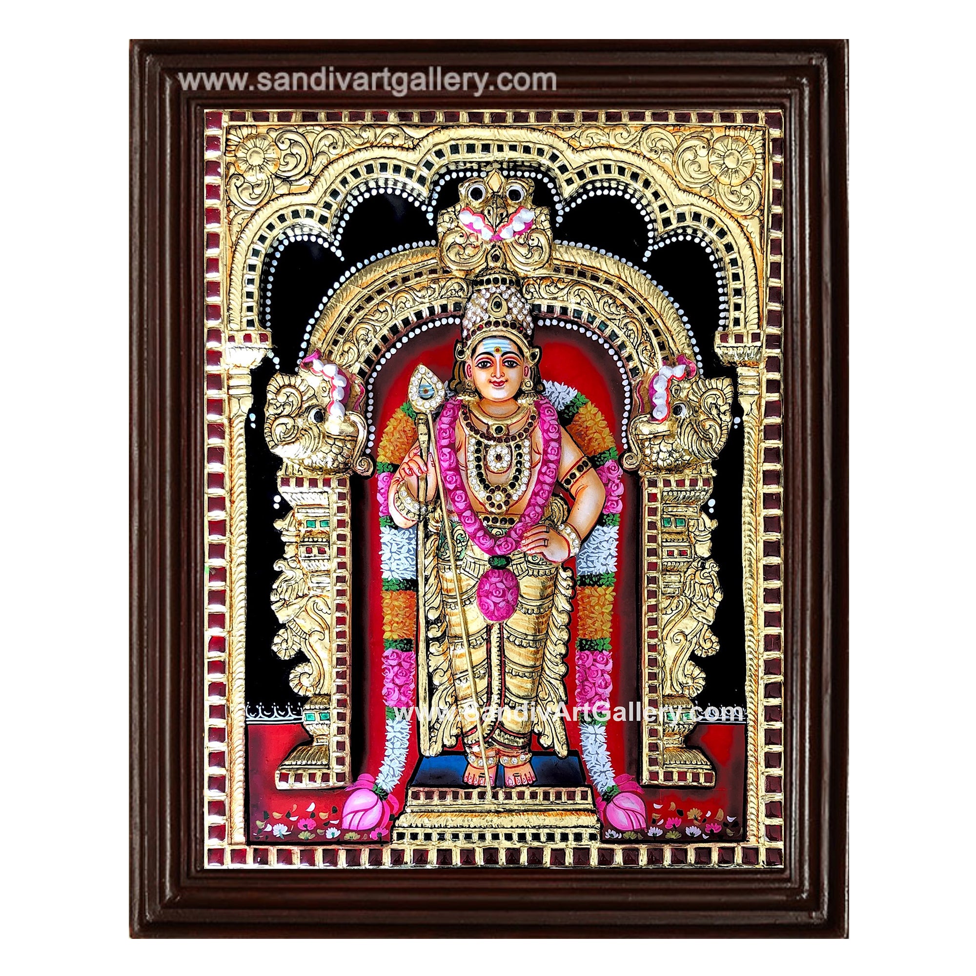 Murugan 3D Embossed Tanjore Painting