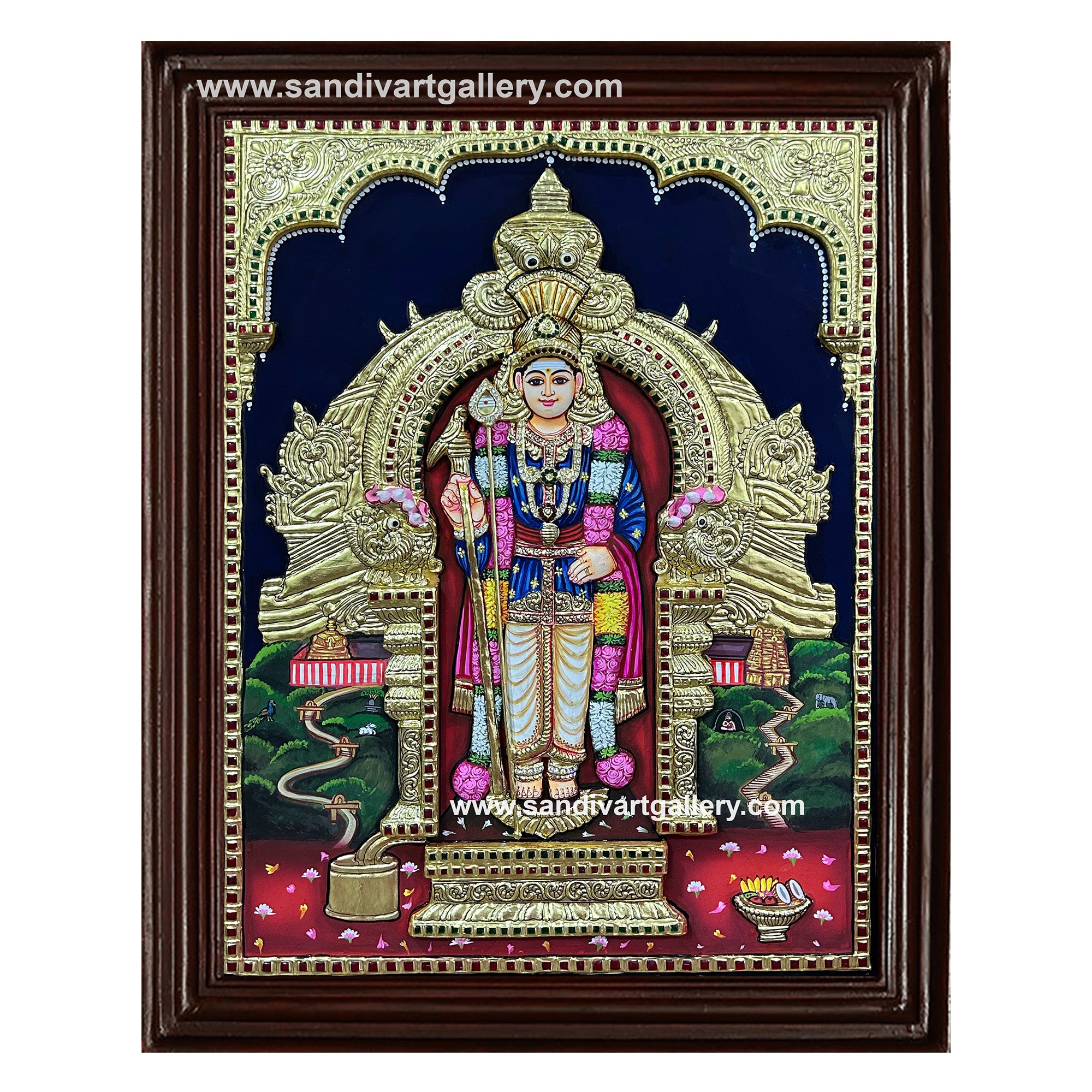 Murugan 3D Super Embossed Tanjore Painting