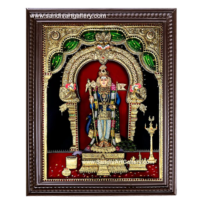 Palani Raja Alangara Murugan 3D Embossed Tanjore Painting