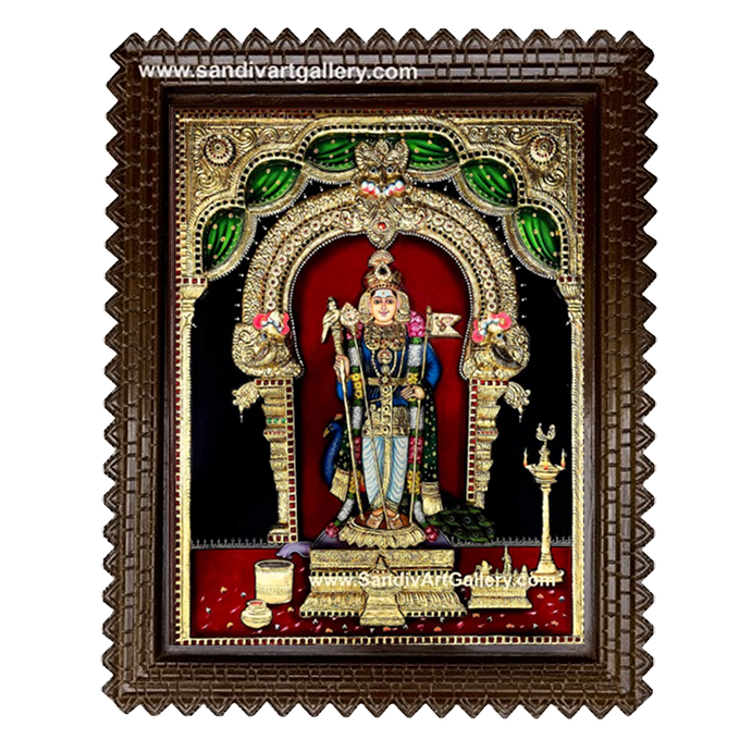 Palani Raja Alangara Murugan 3D Embossed Tanjore Painting