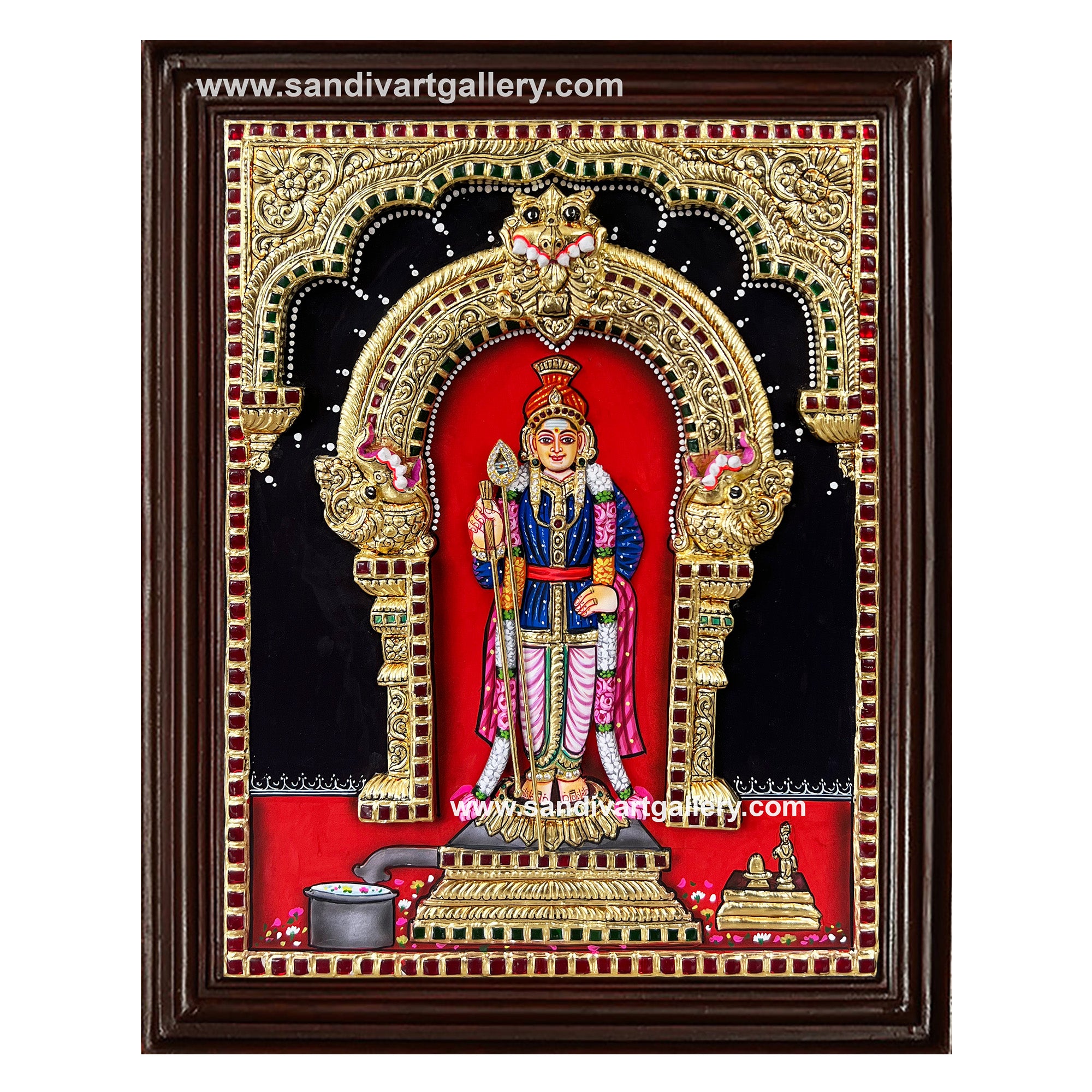 Palani Murugar in Raja Alangaram 3D Embossed Tanjore Painting
