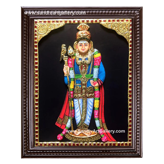 Palani Murugar in Raja Alangaram 3D Embossed Tanjore Painting