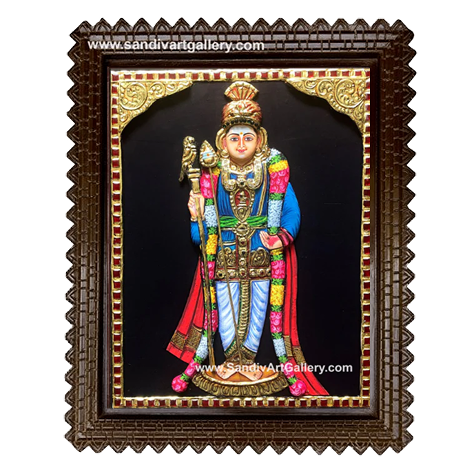 Palani Murugar in Raja Alangaram 3D Embossed Tanjore Painting