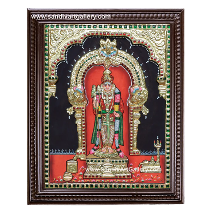 Murugan in Raja Alangaram 3D Embossed Tanjore Painting