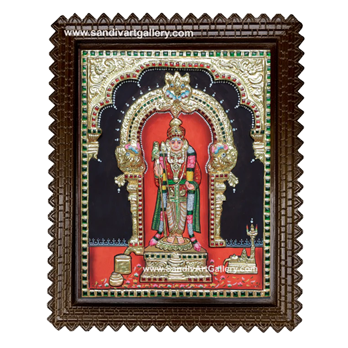 Murugan in Raja Alangaram 3D Embossed Tanjore Painting