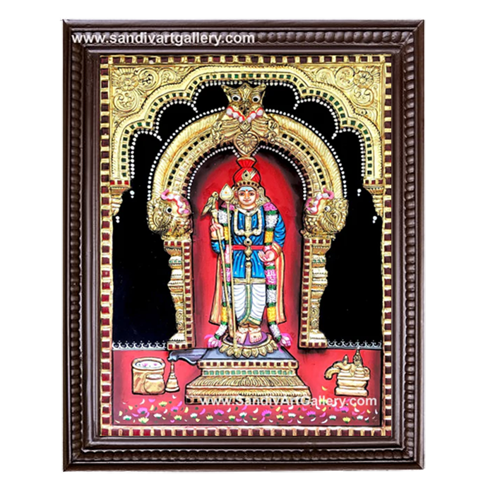Palani Raja Alankara Murugan 3D Embossed Tanjore Painting 1