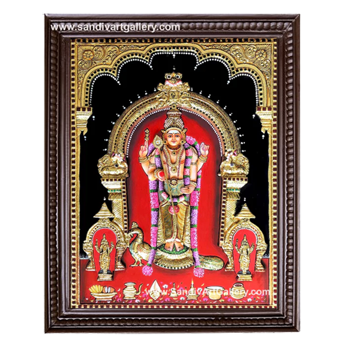 Thiruchendur Murugan 3D Embossed Tanjore Painting